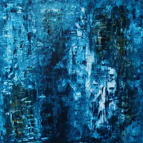 CASCADA CRISTALINA 
 <br>
Óleo/Creta 120x120cm 