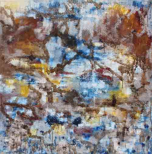 ENTRE LIANAS
 <br>
Óleo/Creta temple 150x150cm 